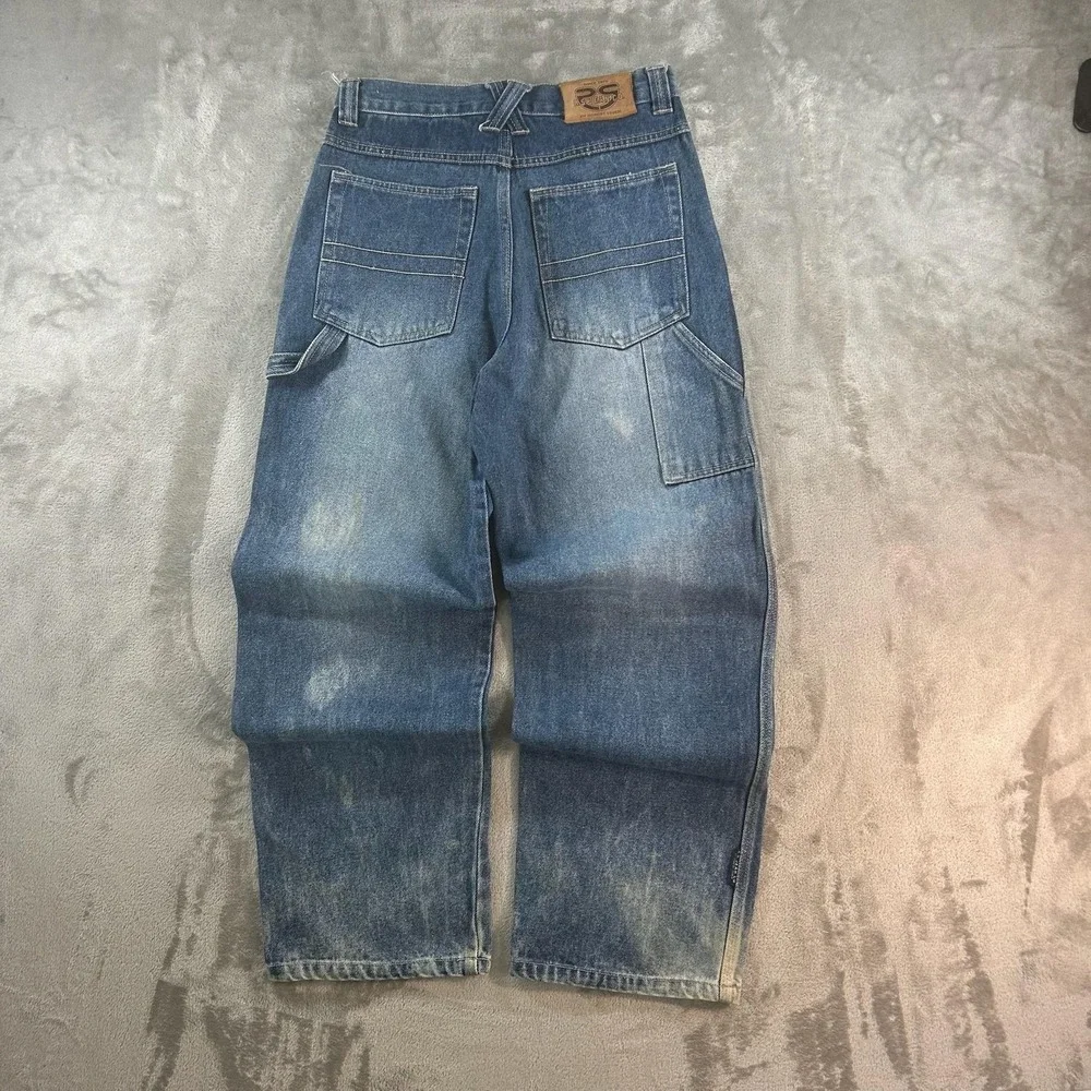 Y2K R.S. Jean Co. Jeans Kids 16 Blue Faded Relaxed Baggy Carpenter Denim Pants